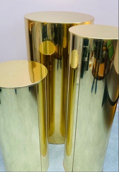 1986 Three Brass Cylindrical Display Pedestals by Curtis Jere for Artisan House