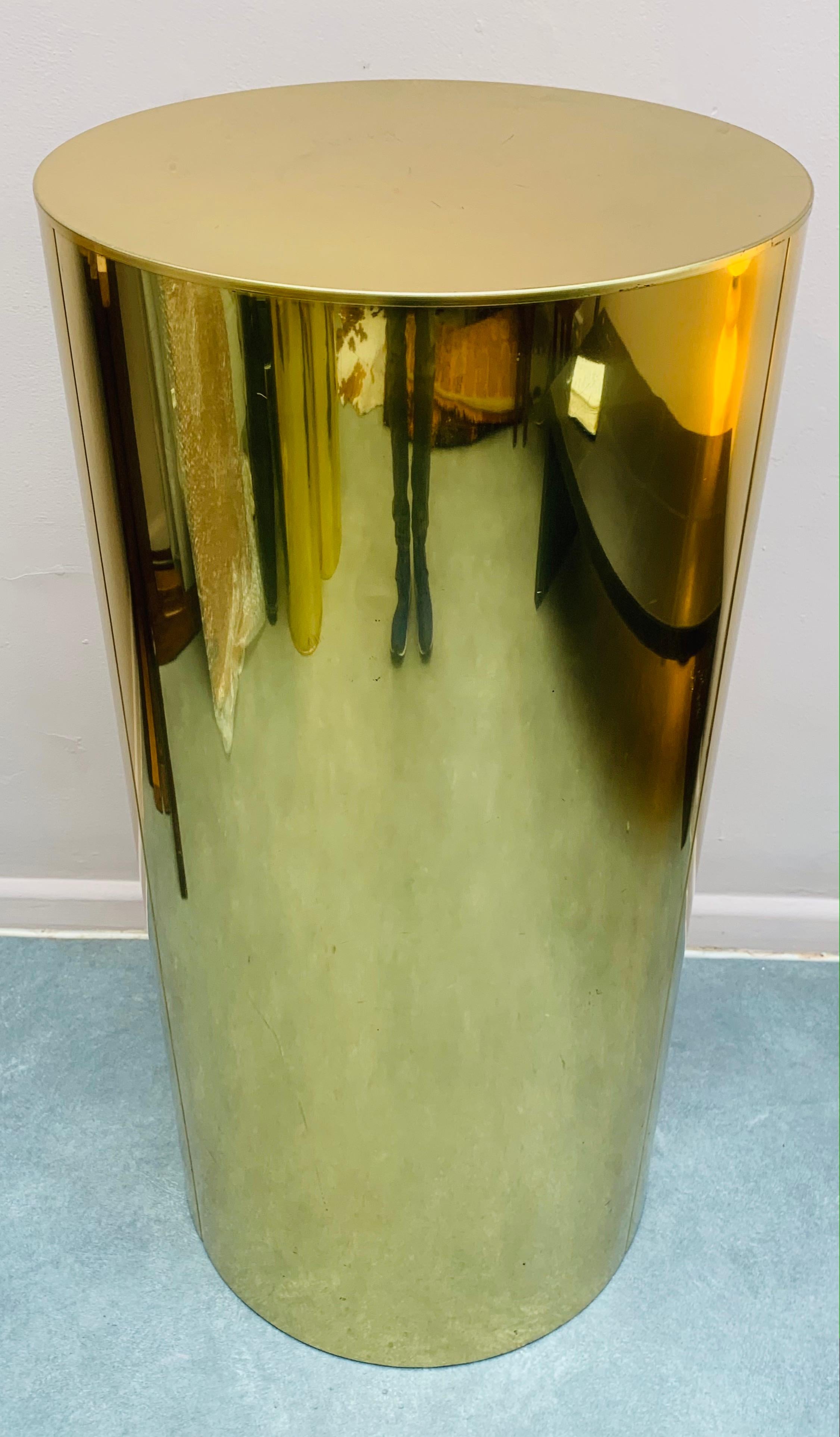 American 1986 Three Brass Cylindrical Display Pedestals by Curtis Jere for Artisan House