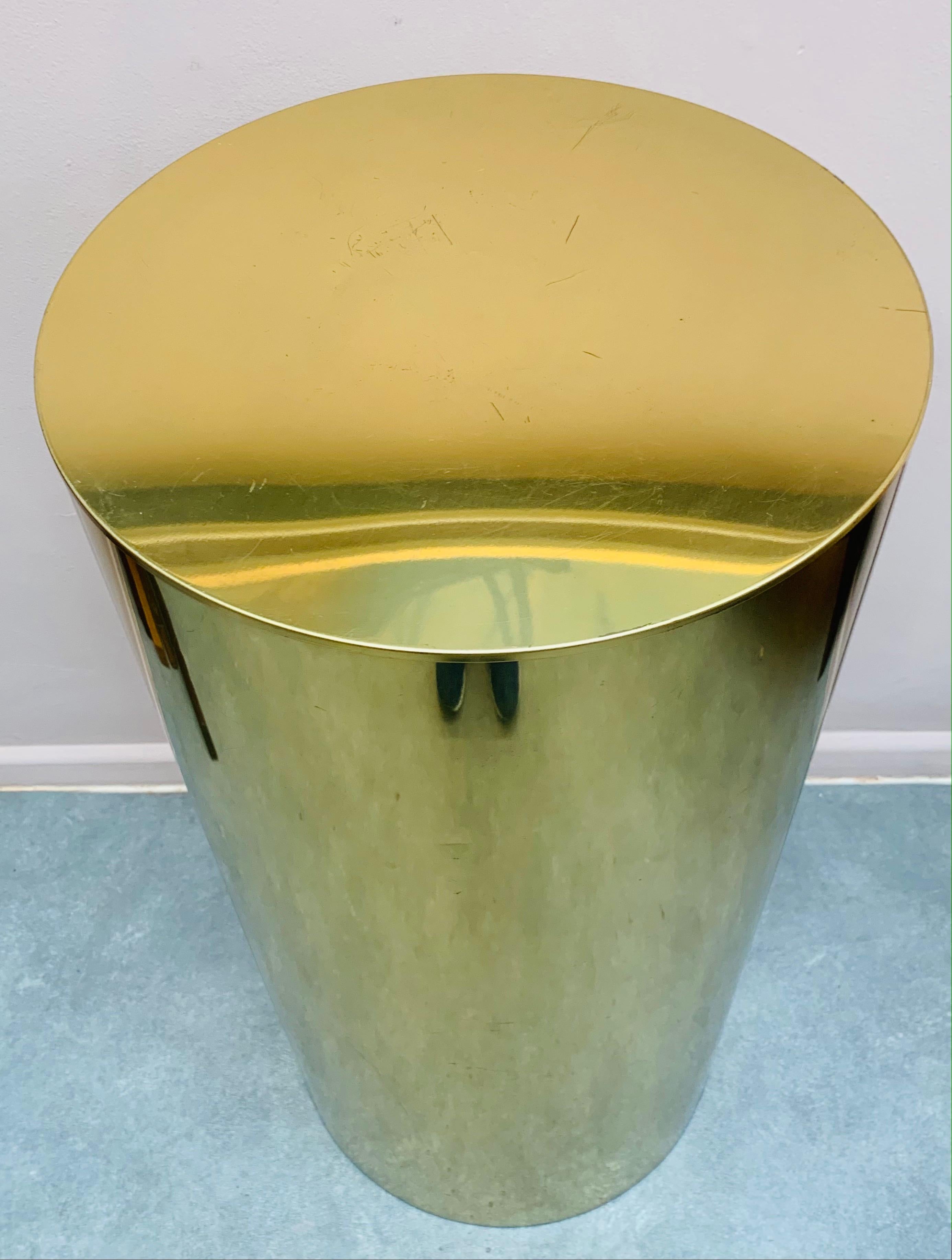 1986 Three Brass Cylindrical Display Pedestals by Curtis Jere for Artisan House In Good Condition In London, England