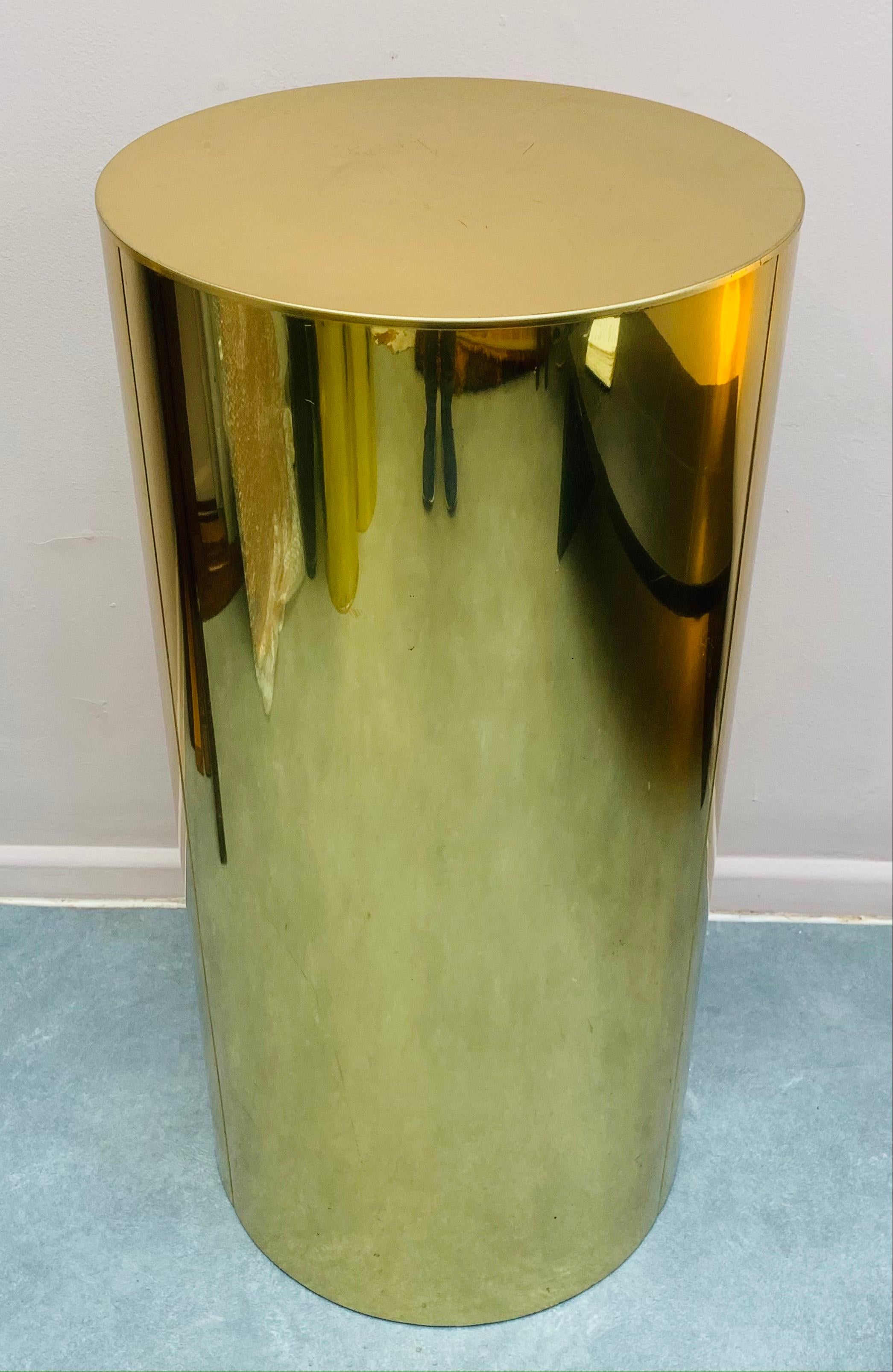 Late 20th Century 1986 Three Brass Cylindrical Display Pedestals by Curtis Jere for Artisan House
