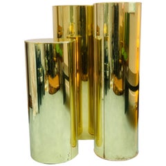 1986 Three Brass Cylindrical Display Pedestals by Curtis Jere for Artisan House