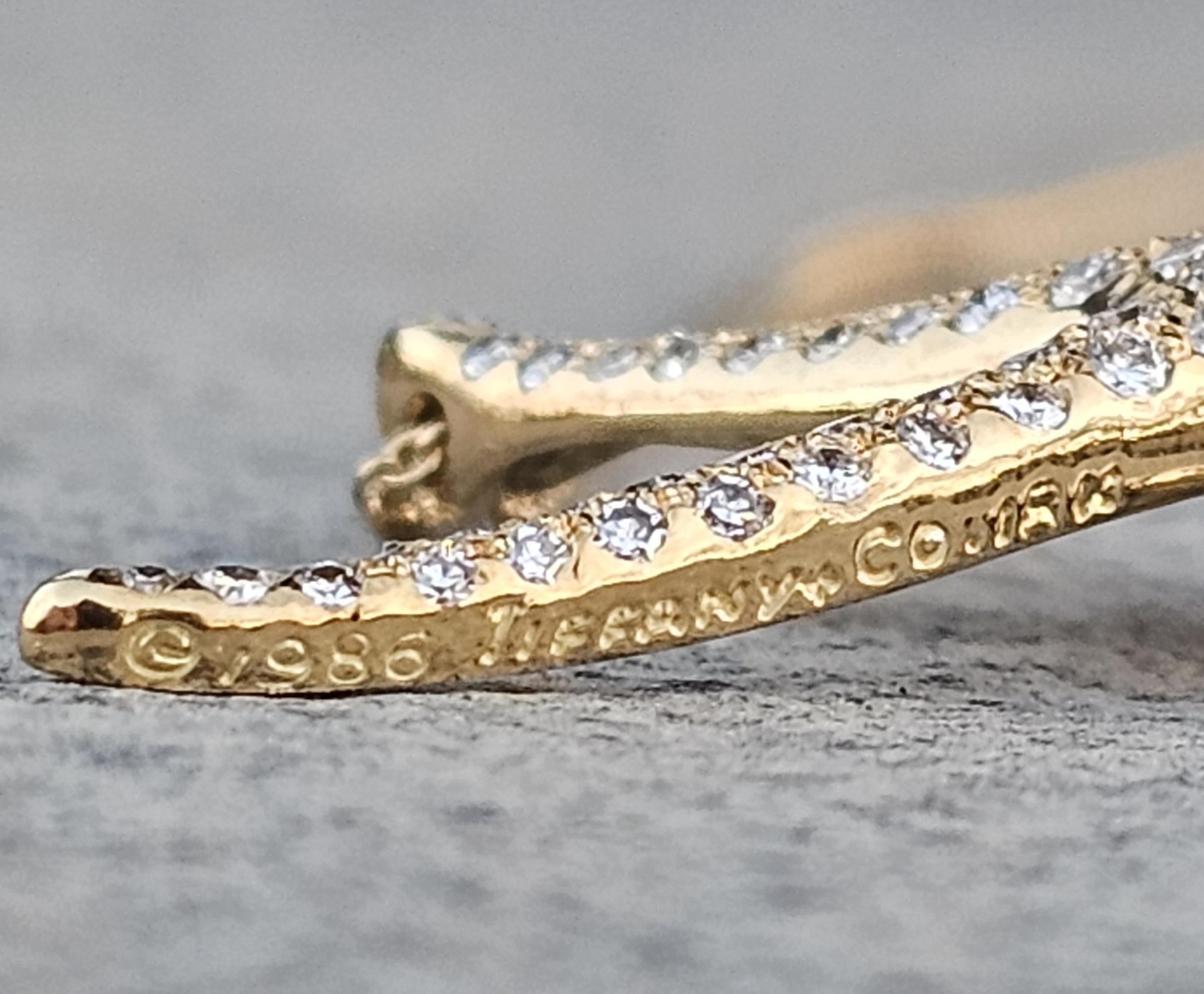 1986 Tiffany & Co. Elsa Peretti Collar Colgante Estrella de Mar Diamante Pave Oro 18k 4