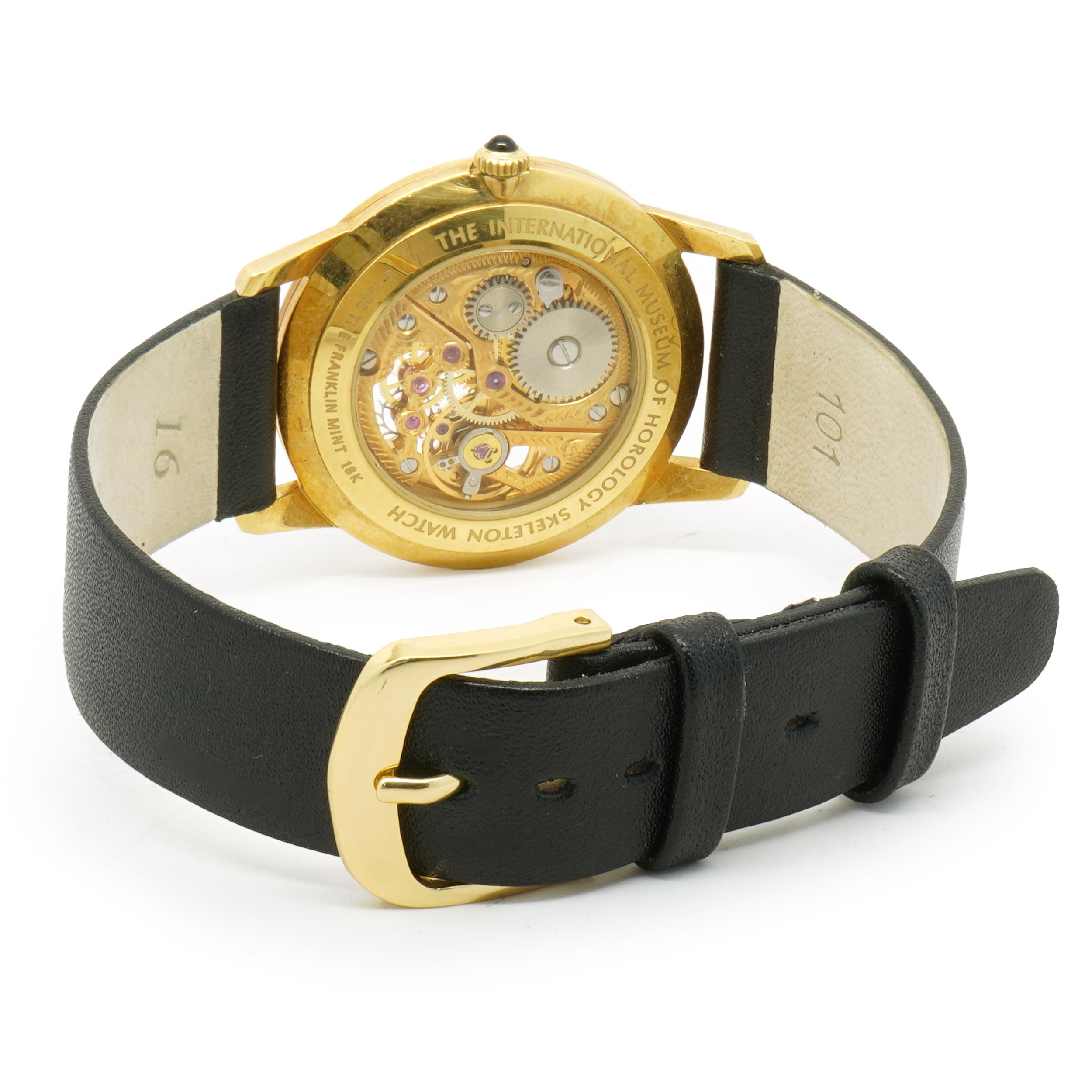 1986 Universal Geneve 18k Yellow Gold Franklin Mint Skeleton Watch In Excellent Condition In Scottsdale, AZ