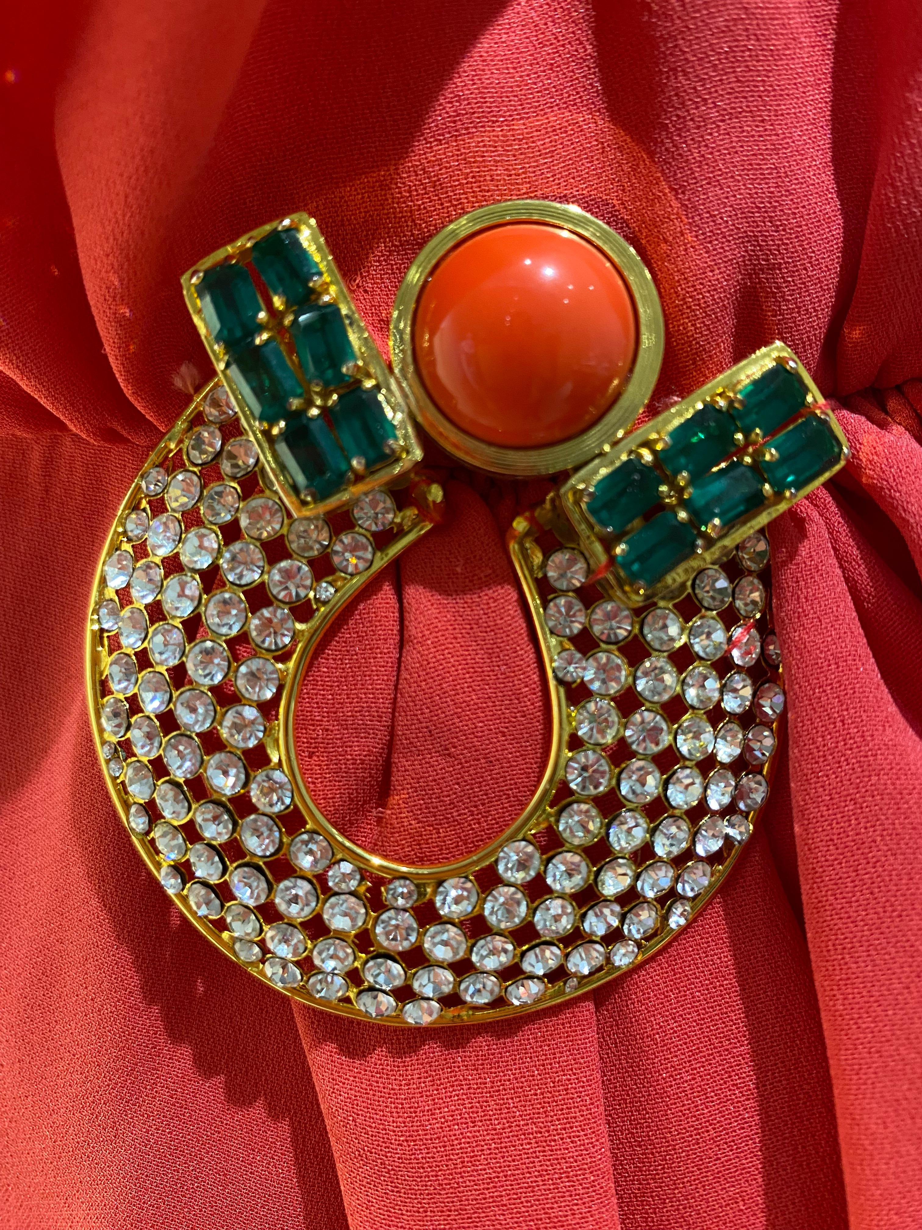 1986 Valentino Red Dress with Jeweled collar For Sale 7