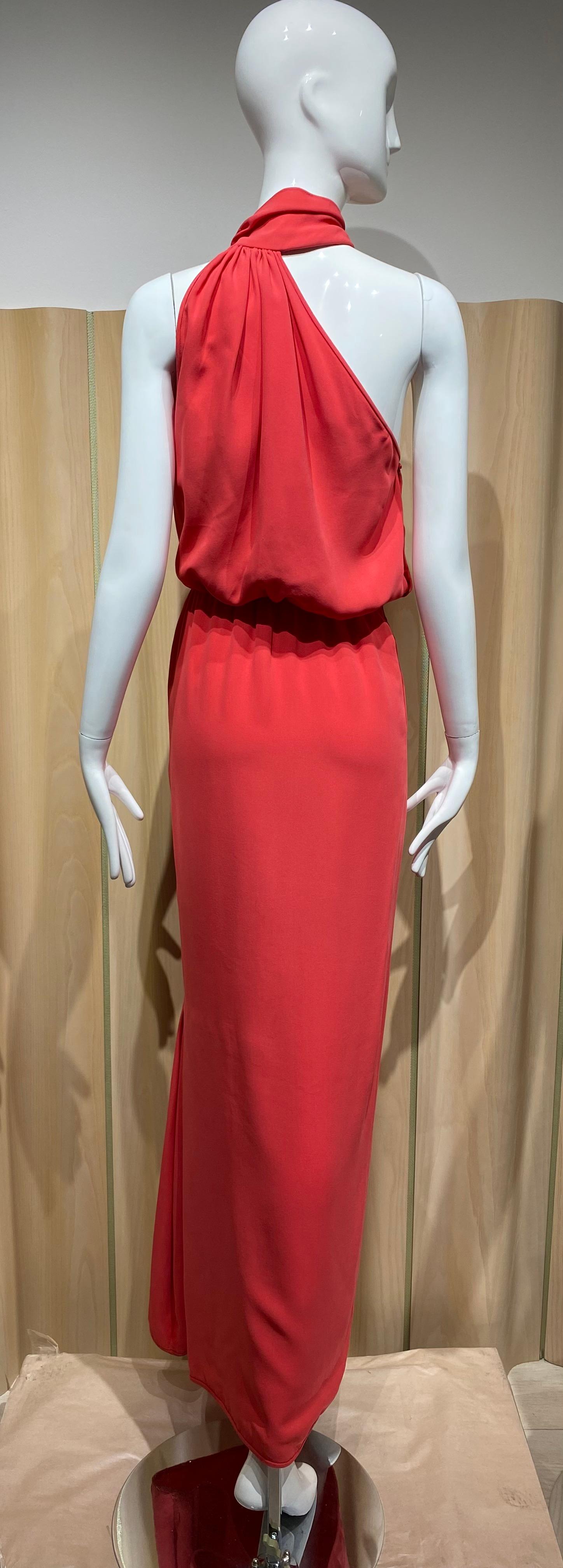 1986 Valentino Red Dress with Jeweled collar For Sale 1