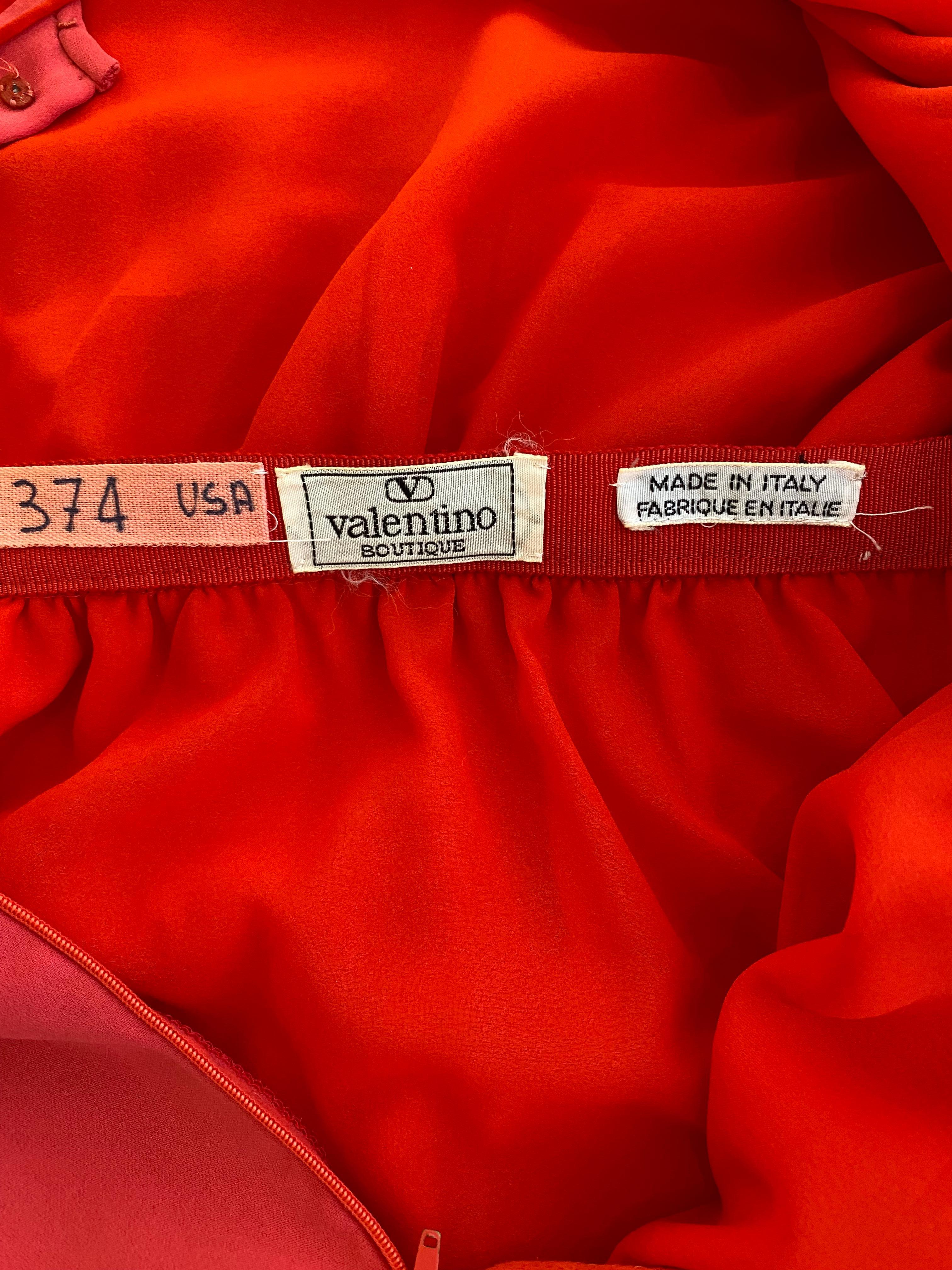 1986 Valentino Red Dress with Jeweled collar For Sale 3