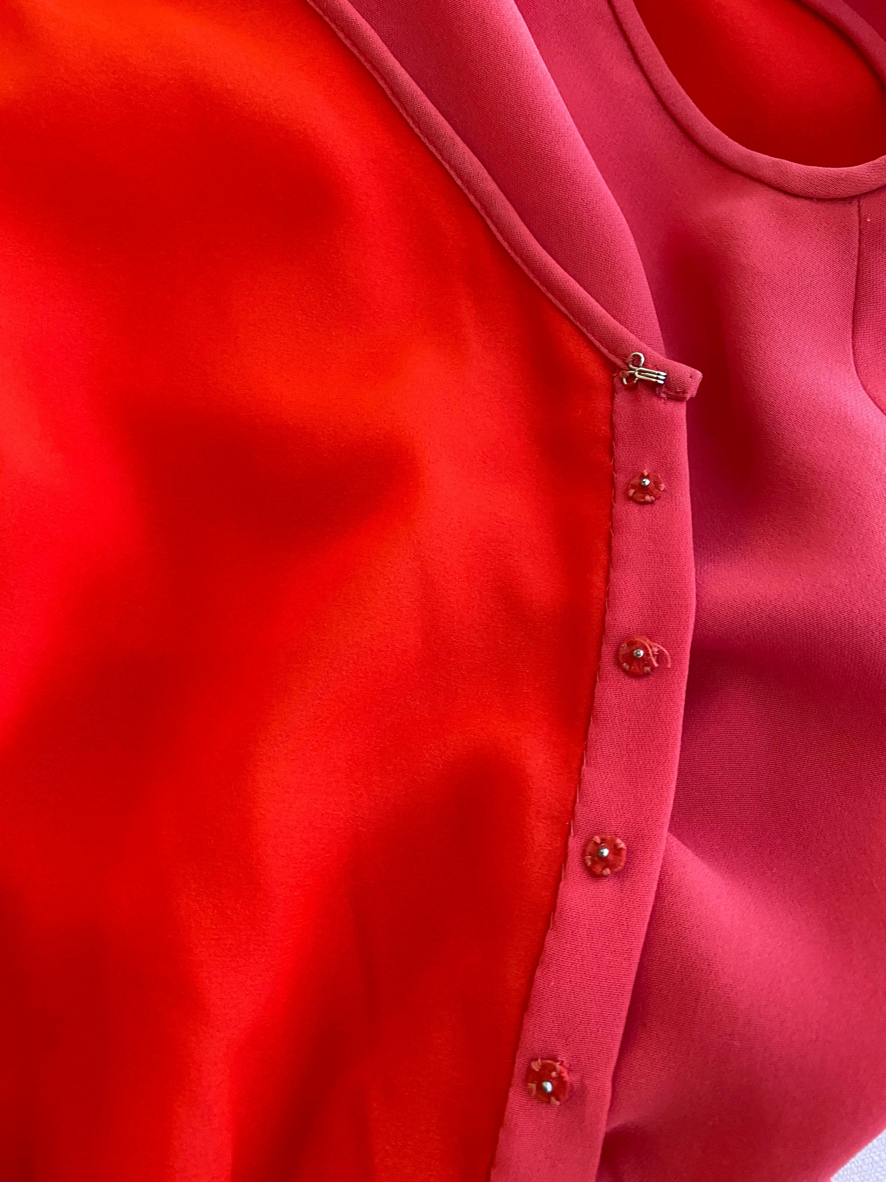 1986 Valentino Red Dress with Jeweled collar For Sale 5
