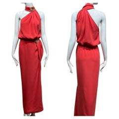 1986 Valentino Red Dress with Jeweled collar