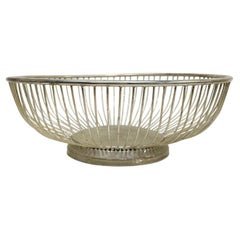 1960s Silverplate Wire Basket Fruit Bowl Centerpiece Stylish Catch All Hong Kong