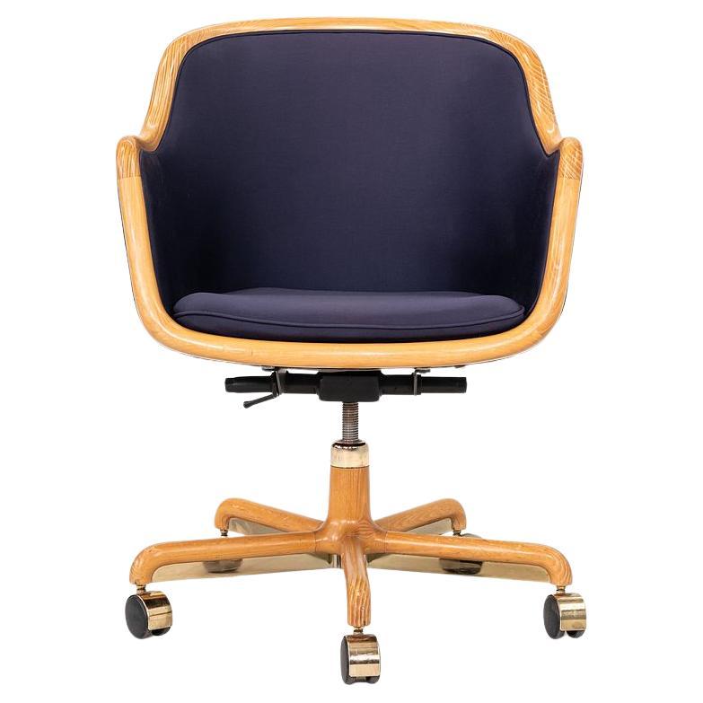 1986 Ward Bennett Brickel Associates Executive Office Chair, Oak & Fabric (4x)