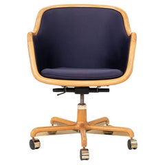 1986 Ward Bennett Brickel Associates Executive Office Chair, Oak & Fabric (5x)