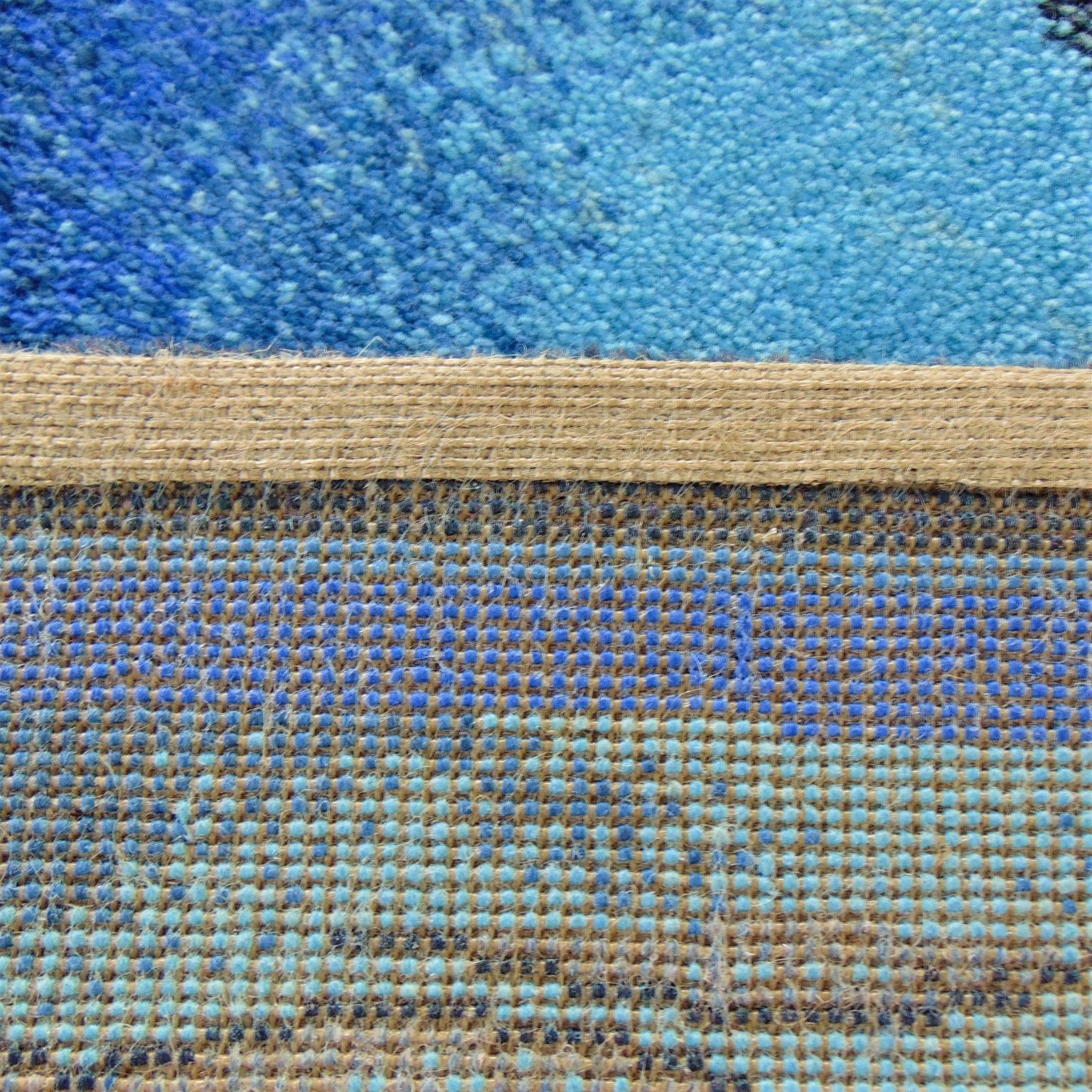 1986 Woollen Blue Rug Paul Klee Fischbild Ege Artline Matching Cushion, Denmark 6