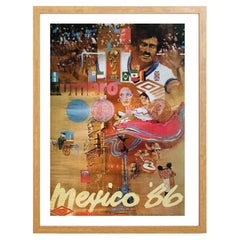 1986 World Cup Mexico Oak Frame Poster, 1986