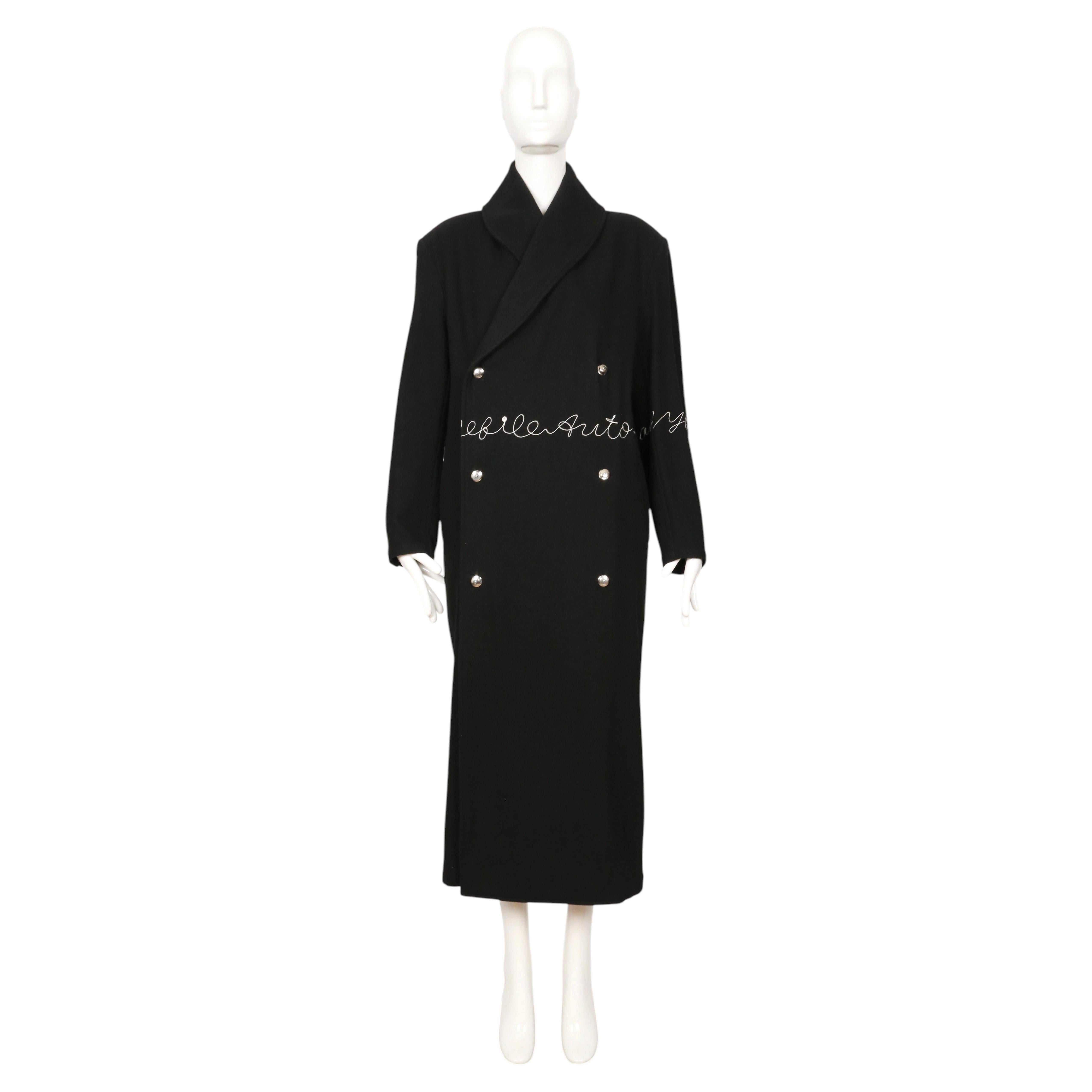 1986 YOHJI YAMAMOTO black coat with embroidered detail