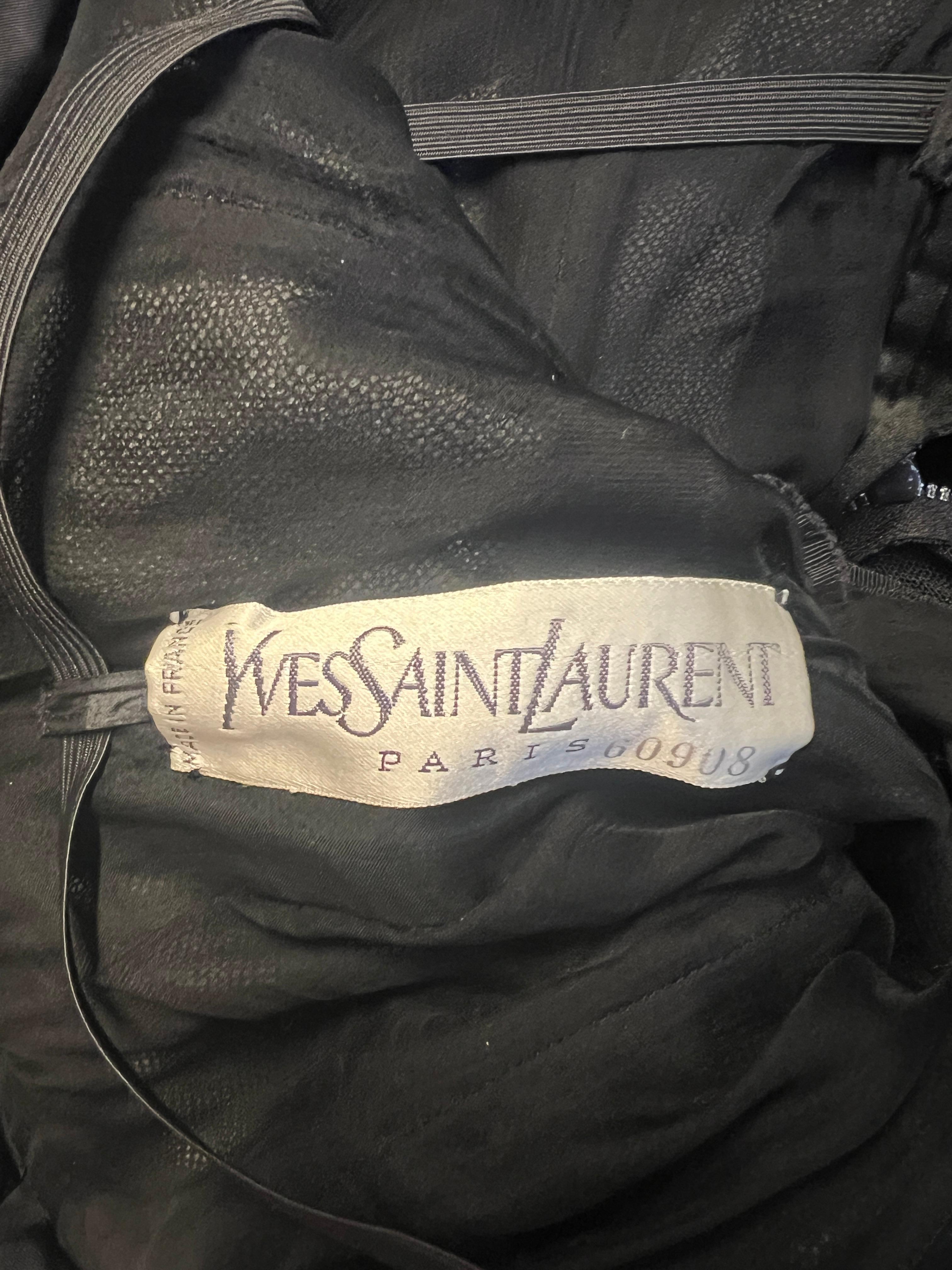 1986 Yves Saint Laurent Haute Couture Black Velvet and Jacquard Dress For Sale 1