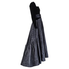 1986 Yves Saint Laurent Haute Couture Black Velvet and Jacquard Dress
