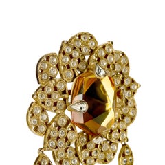 1986 Yves Saint Laurent Haute Couture Gold Brooch and Necklace