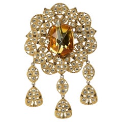 1986 Yves Saint Laurent Haute Couture Gold Brooch and Necklace