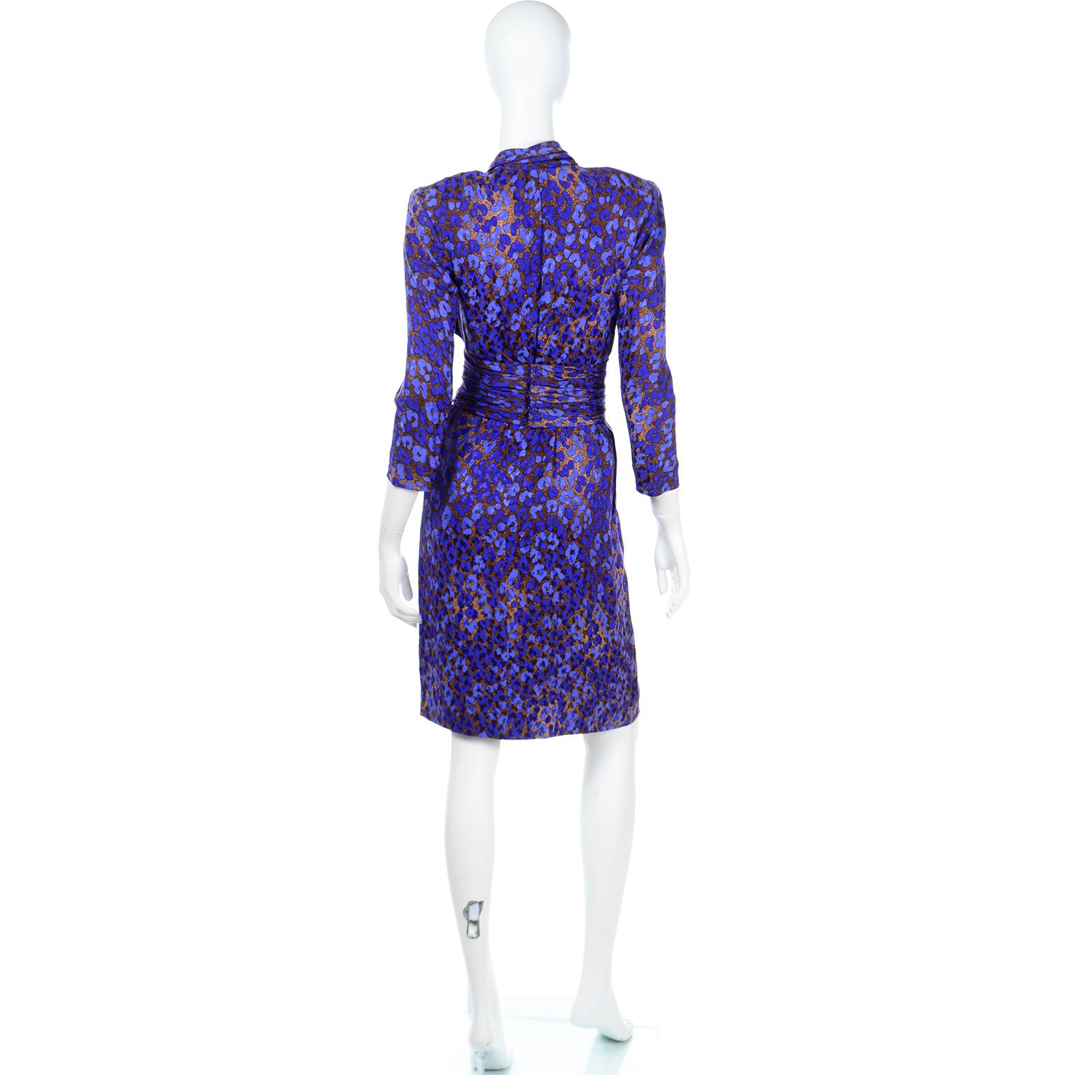 Women's 1986 Yves Saint Laurent Royal Blue & Copper Silk Runway Documented Dress