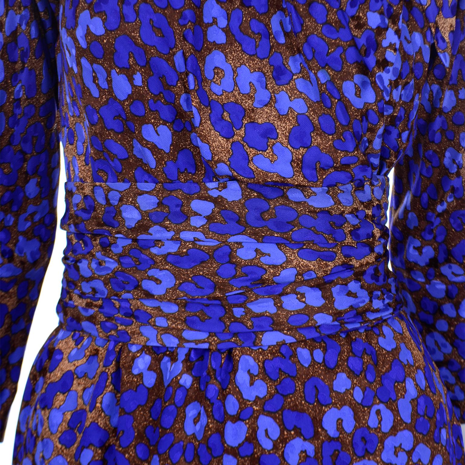 1986 Yves Saint Laurent Royal Blue & Copper Silk Runway Documented Dress 2