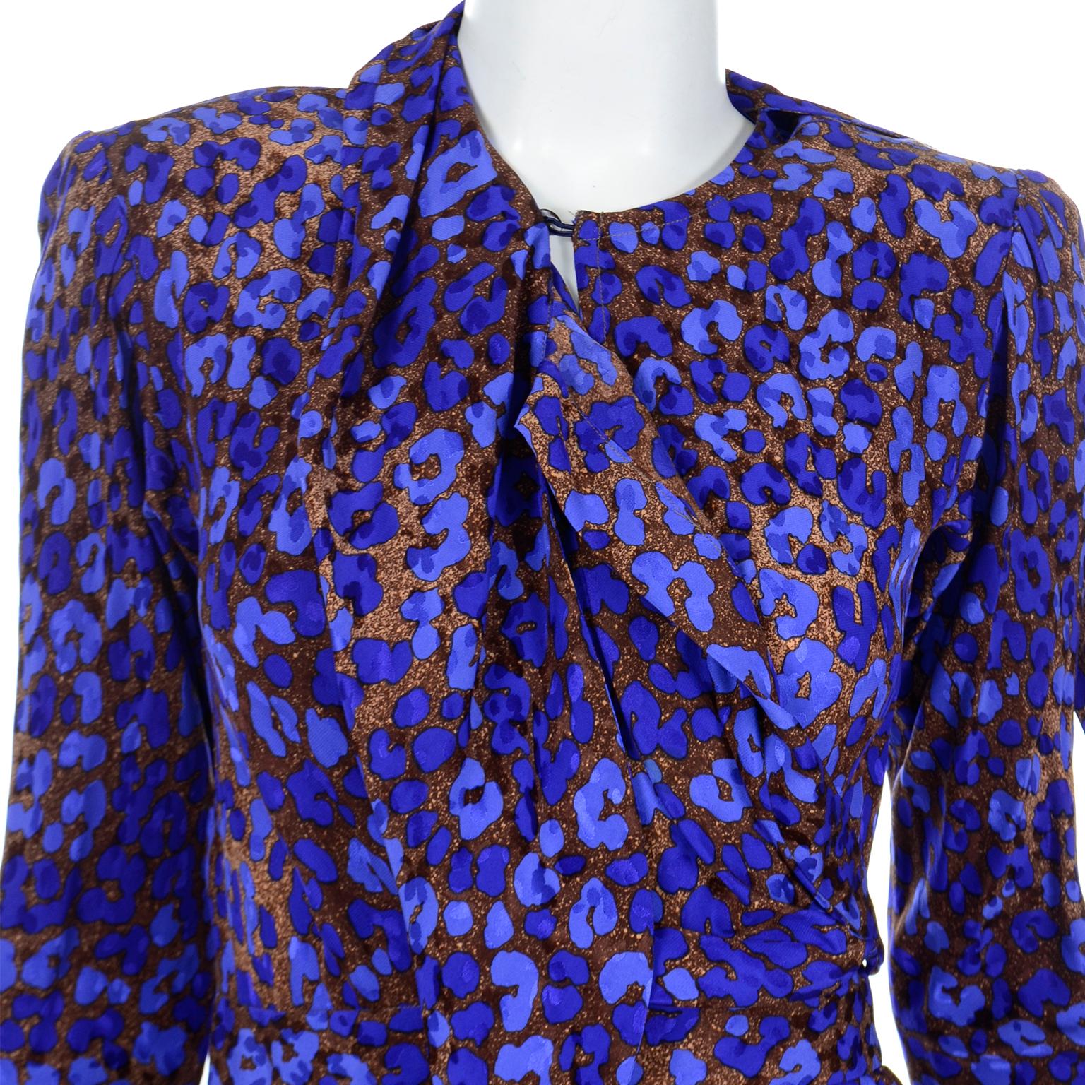 1986 Yves Saint Laurent Royal Blue & Copper Silk Runway Documented Dress 3