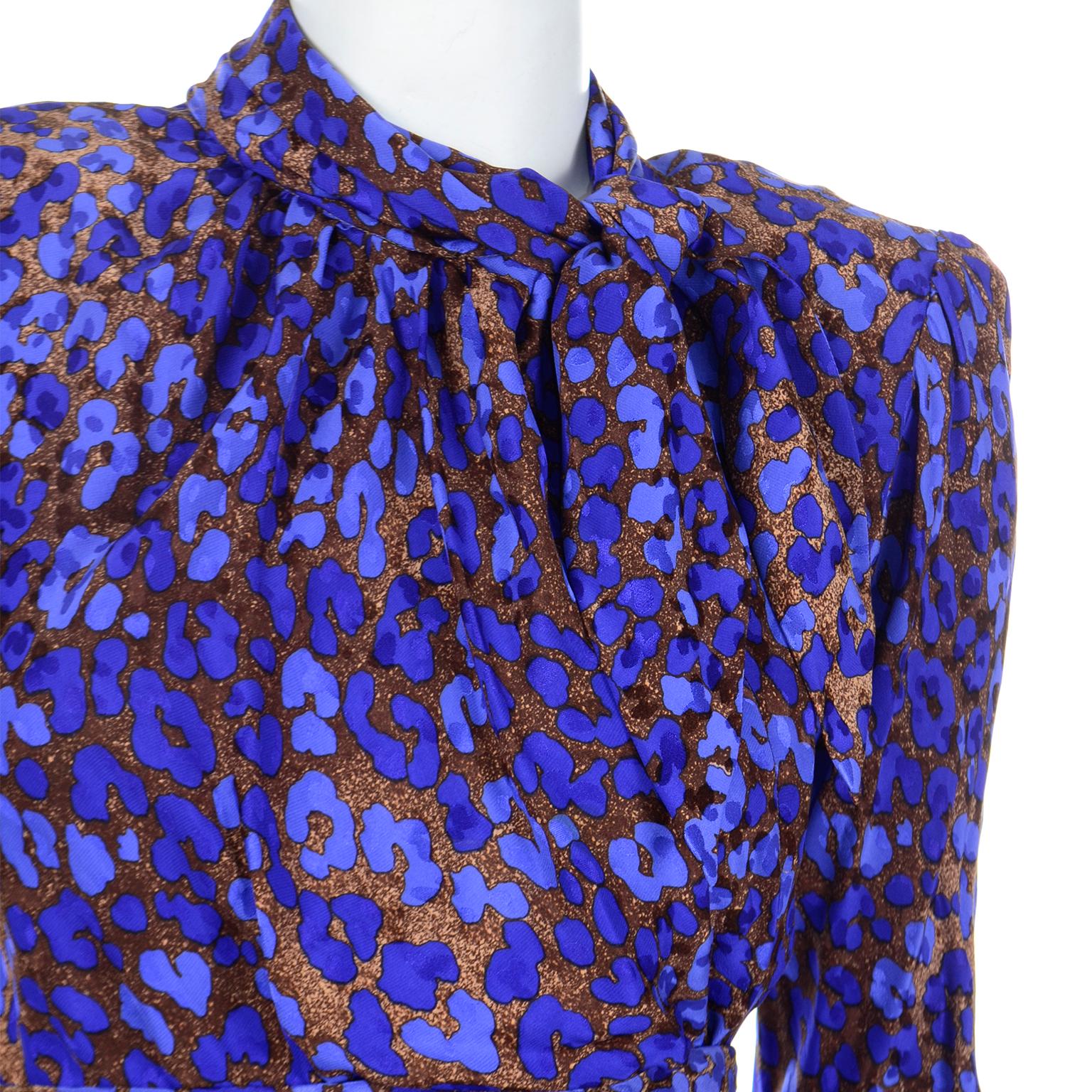 1986 Yves Saint Laurent Royal Blue & Copper Silk Runway Documented Dress 4