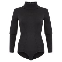 Vintage 1987 Alaia Runway Documented Black Long Sleeve Bodysuit