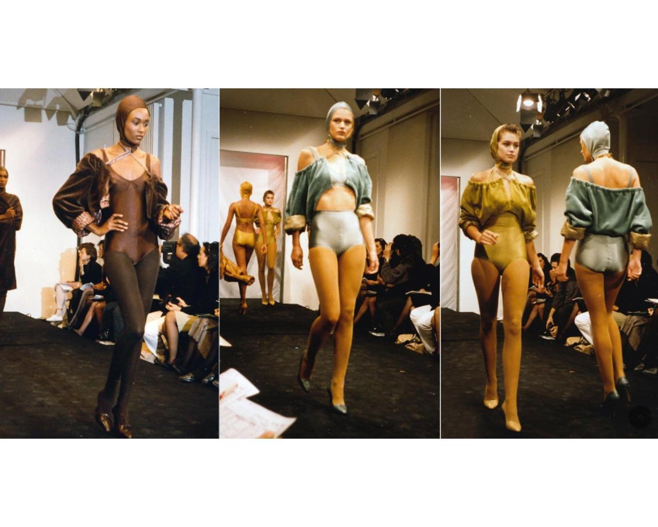 1987 Alaia Runway Documented Pewter Swimsuit For Sale 3