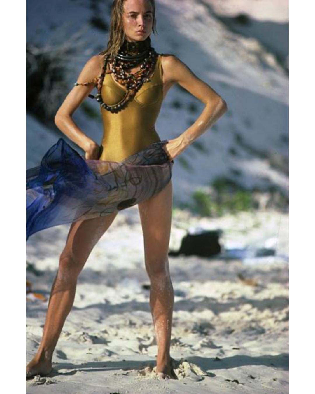 1987 Alaia Runway Documented Pewter Swimsuit For Sale 4