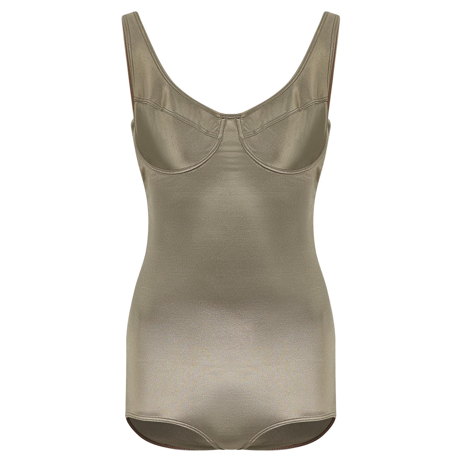 1987 Alaia Runway Documented Pewter Swimsuit For Sale