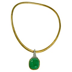 1987 Andrew Grima Green Beryl and Gold Necklace
