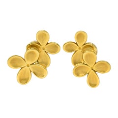 1987 Angela Cummings Vintage 18 Karat Gold Floral Ear-Clip Earrings