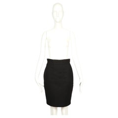 1987 AZZEDINE ALAIA black worsted gabardine wool RUNWAY skirt with seams