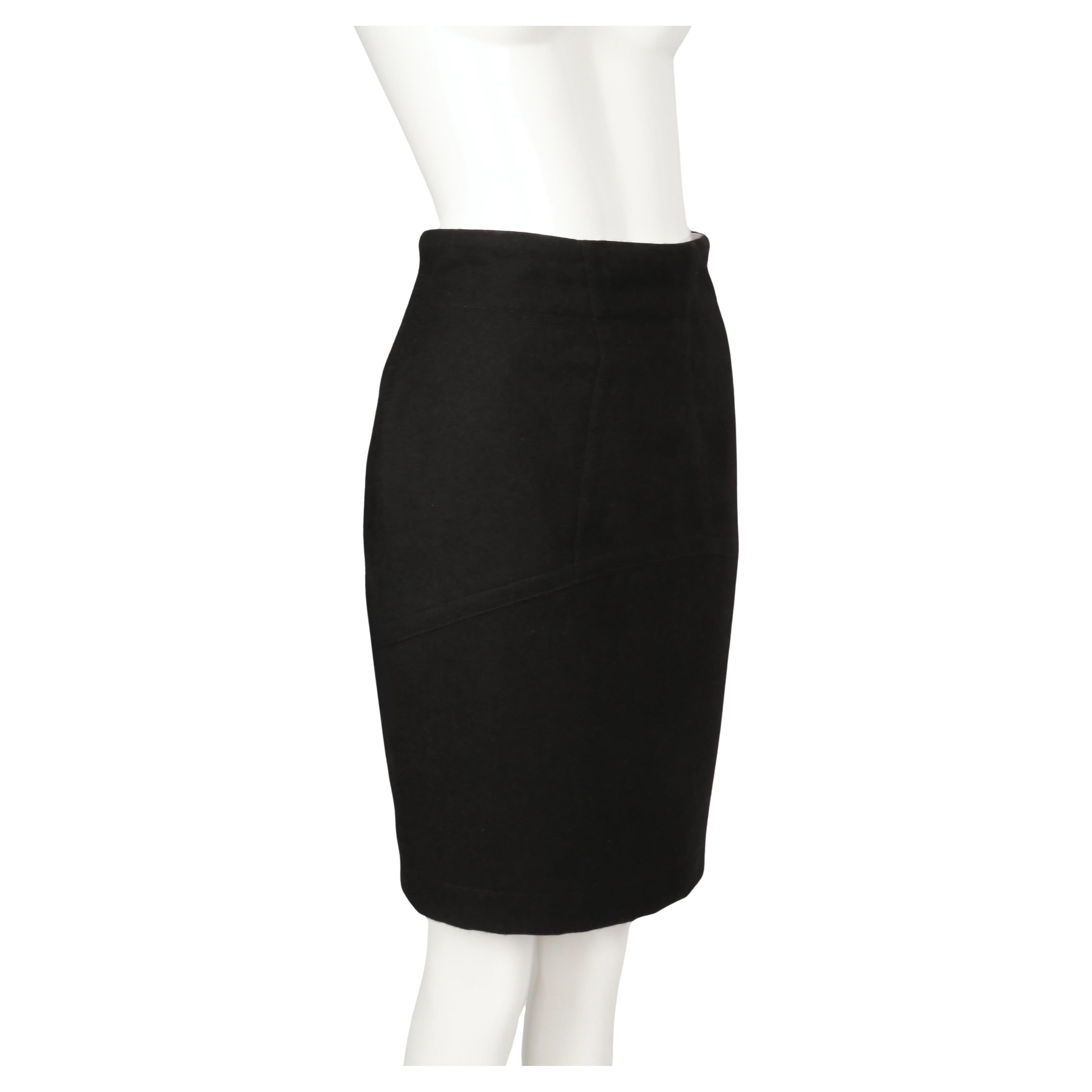 1987 AZZEDINE ALAIA black worsted gabardine wool RUNWAY skirt with seams Bon état - En vente à San Fransisco, CA