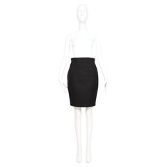 1987 AZZEDINE ALAIA black worsted gabardine wool RUNWAY skirt with seams