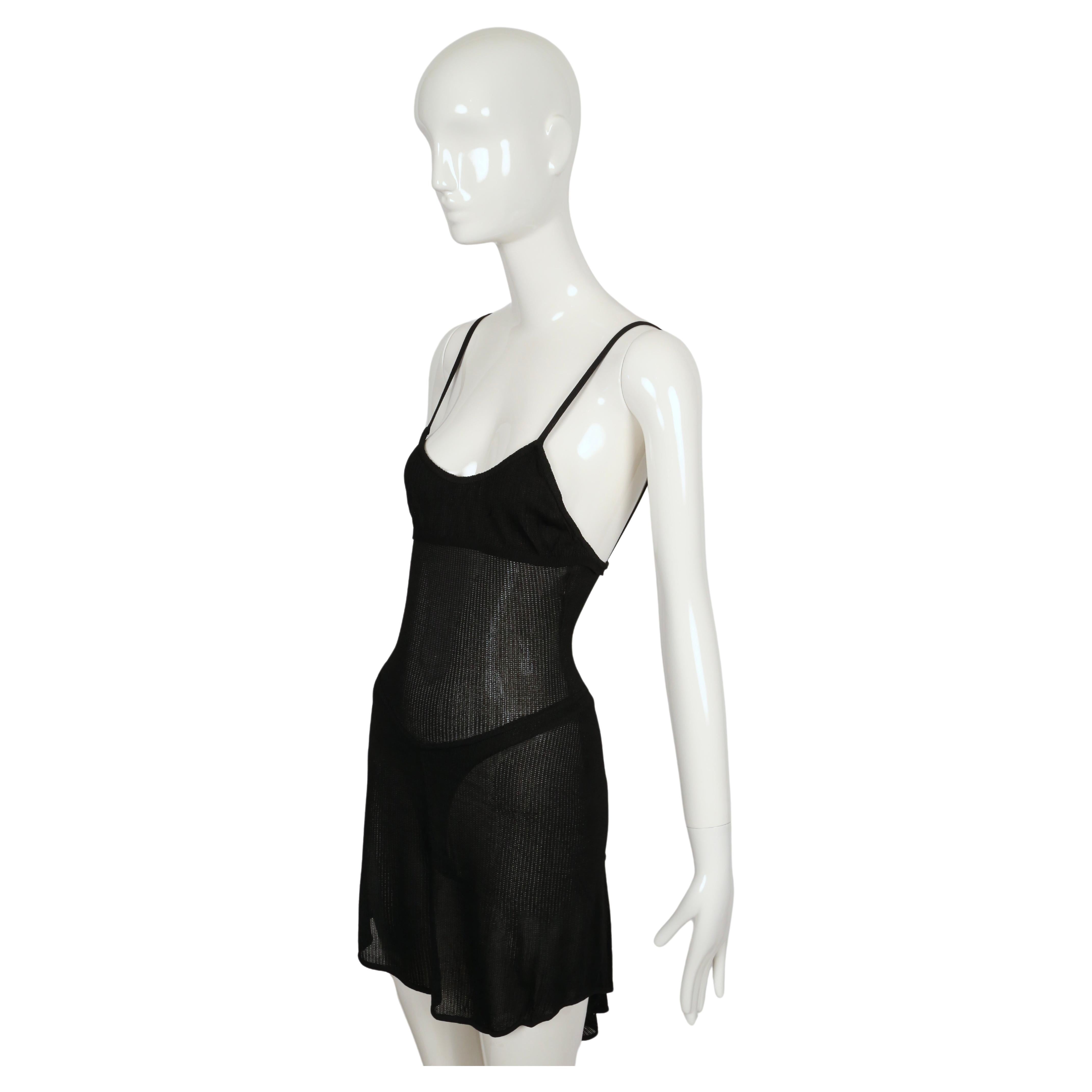 1987 AZZEDINE ALAIA RUNWAY semi-sheer black dress In Good Condition In San Fransisco, CA