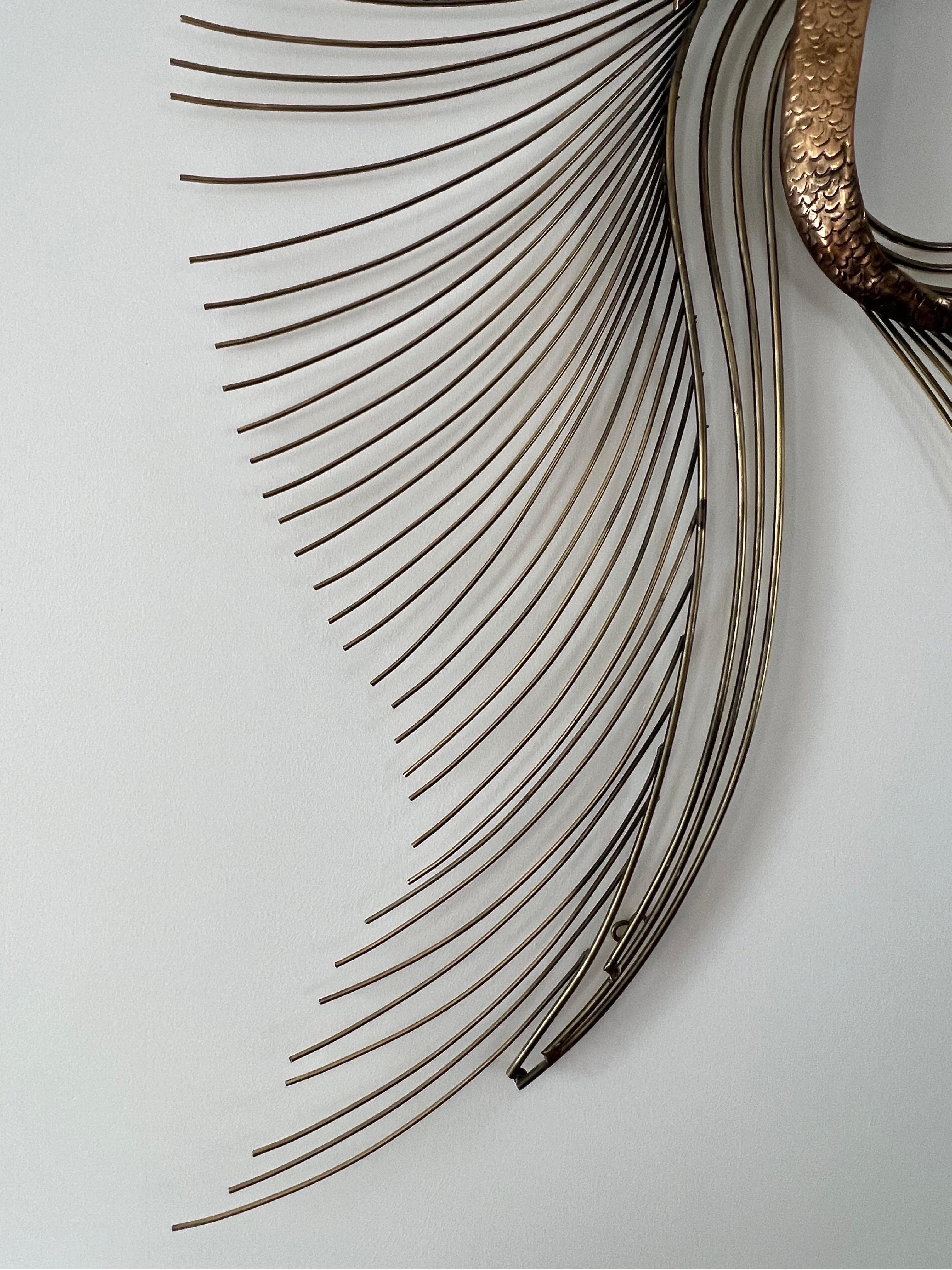 Post-Modern 1987 Brass Metal Swan Wall Sculpture by Curtis Jere For Sale