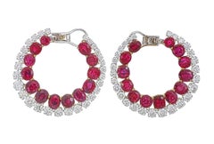 19.87 Carat Burma No Heat Ruby and Diamond Loop Earrings