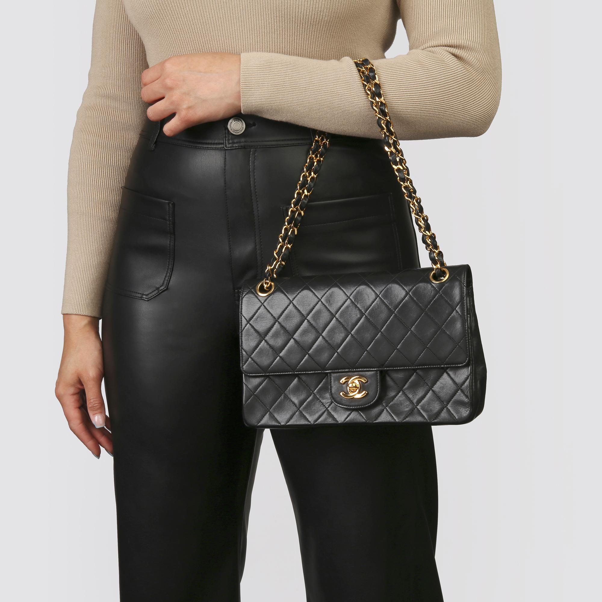 1987 Chanel Black Quilted Lambskin Vintage Medium Classic Double Flap Bag 6