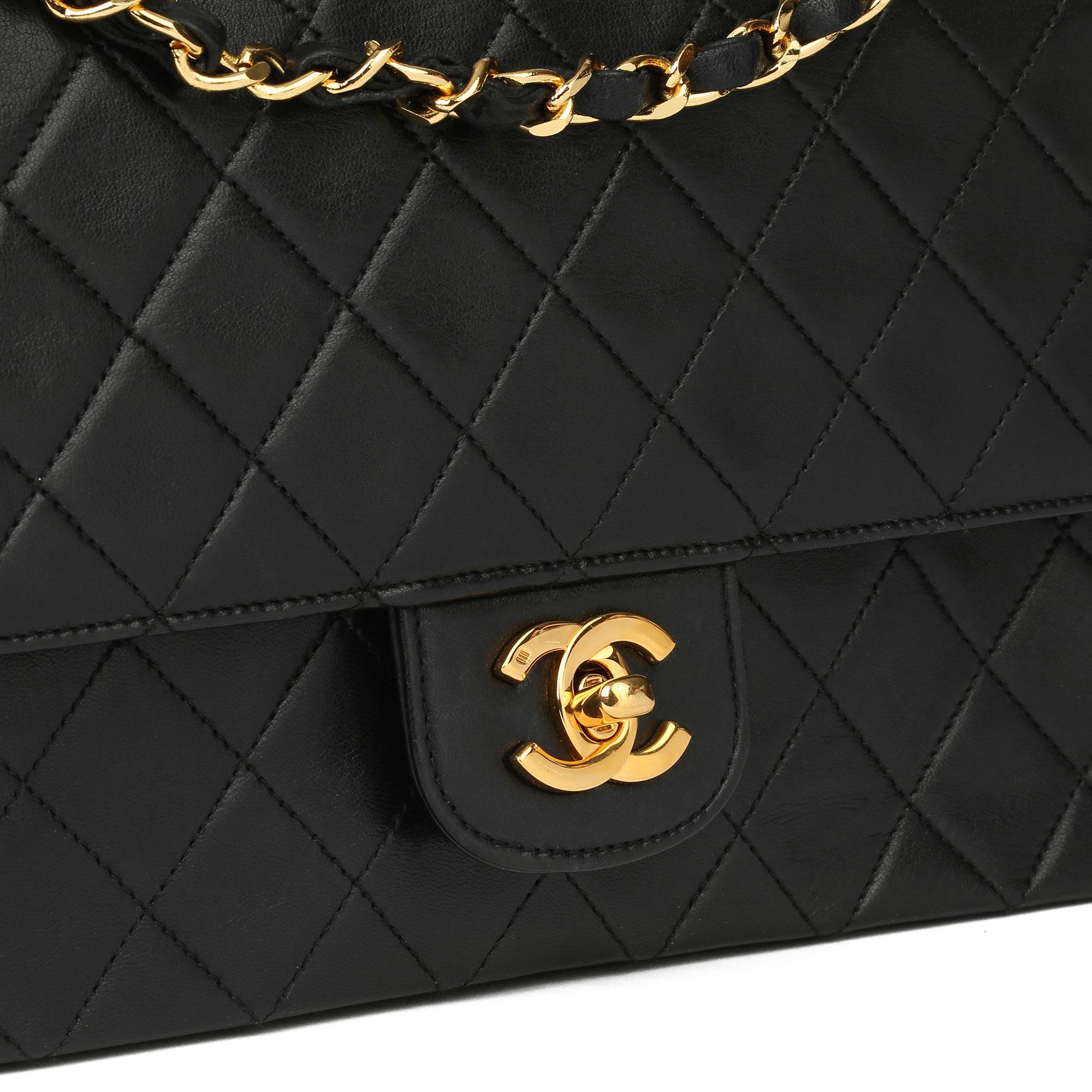 Women's 1987 Chanel Black Quilted Lambskin Vintage Medium Classic Double Flap Bag 