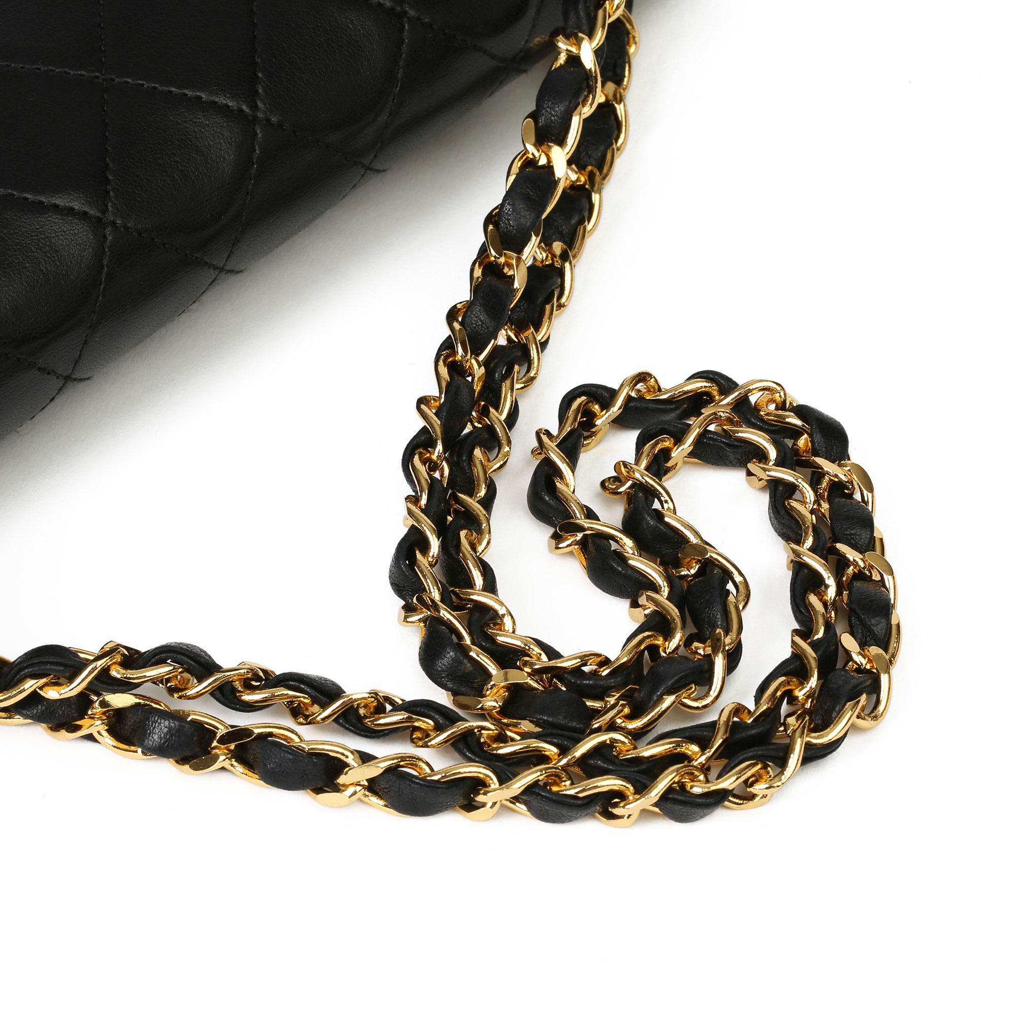 1987 Chanel Black Quilted Lambskin Vintage Medium Classic Double Flap Bag 1