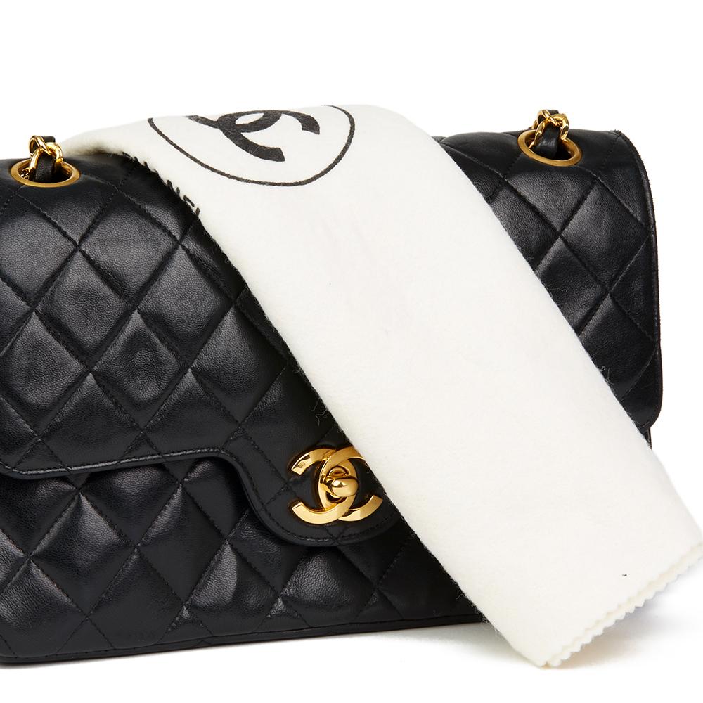 1987 Chanel Black Quilted Lambskin Vintage Small Classic Double Flap Bag 8