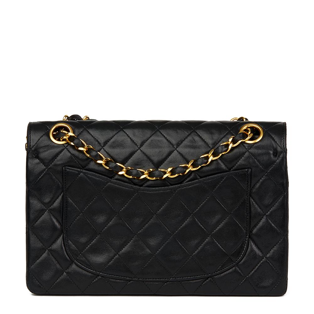 1987 Chanel Black Quilted Lambskin Vintage Small Classic Double Flap Bag 1