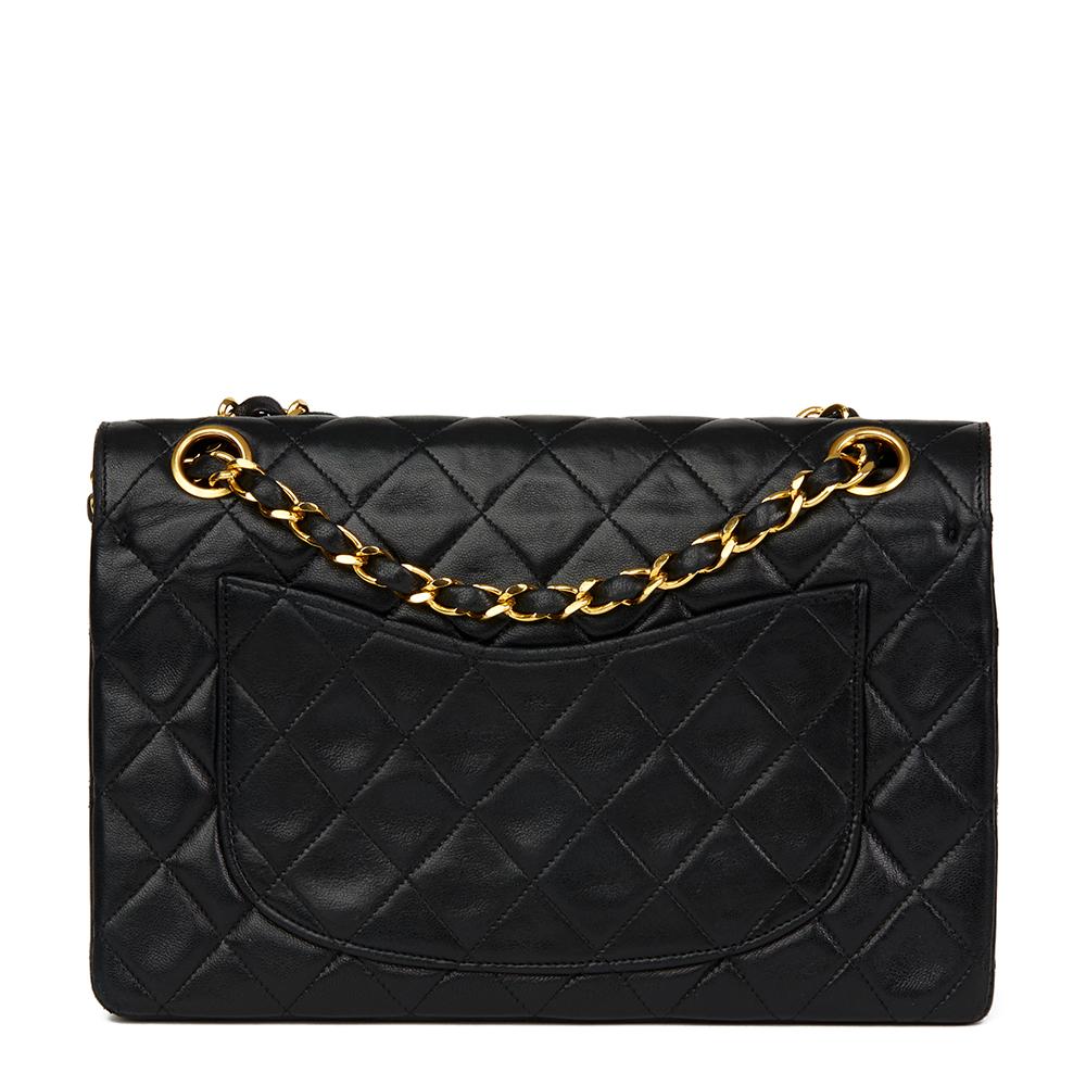 1987 Chanel Black Quilted Lambskin Vintage Small Classic Double Flap Bag 1