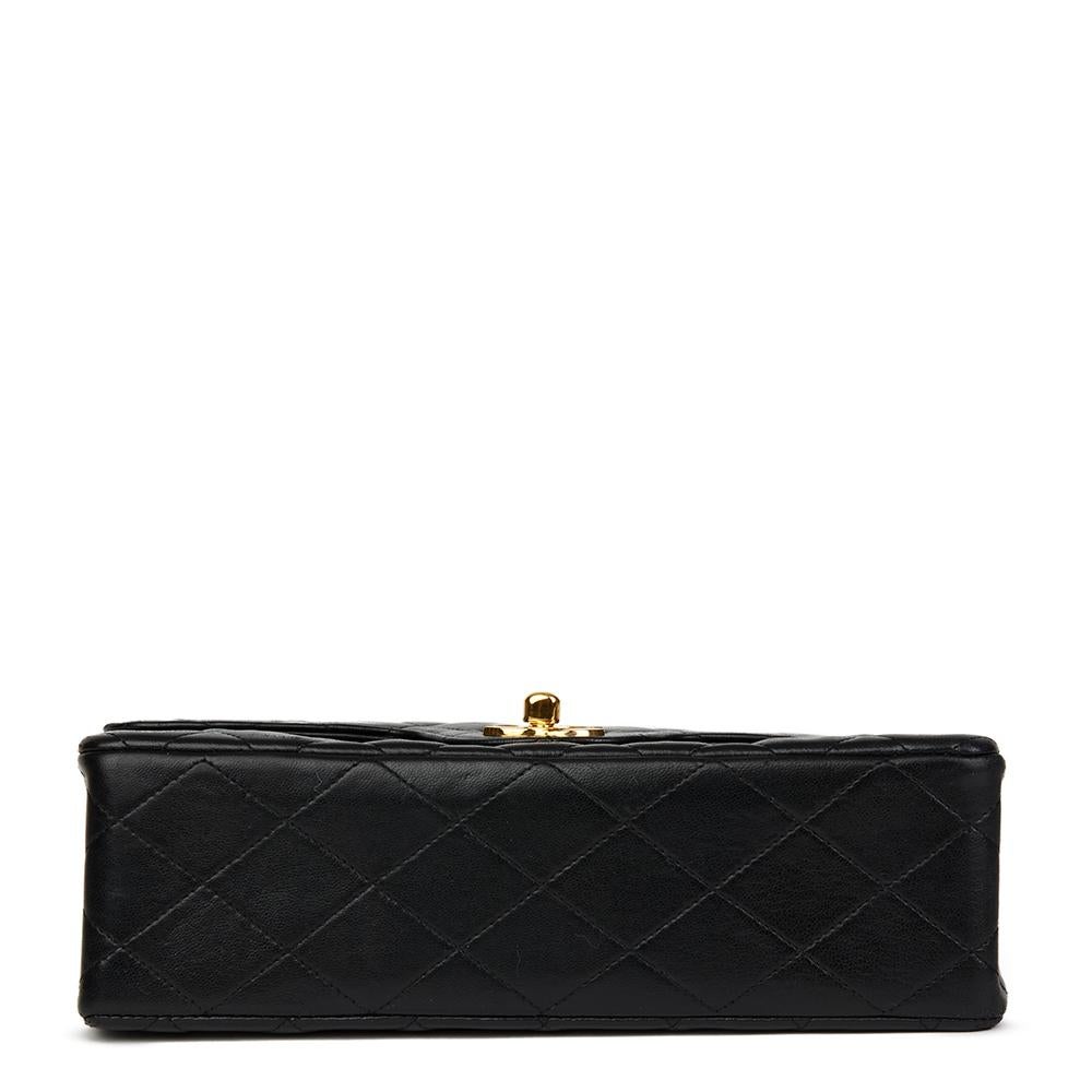 1987 Chanel Black Quilted Lambskin Vintage Small Classic Double Flap Bag 2