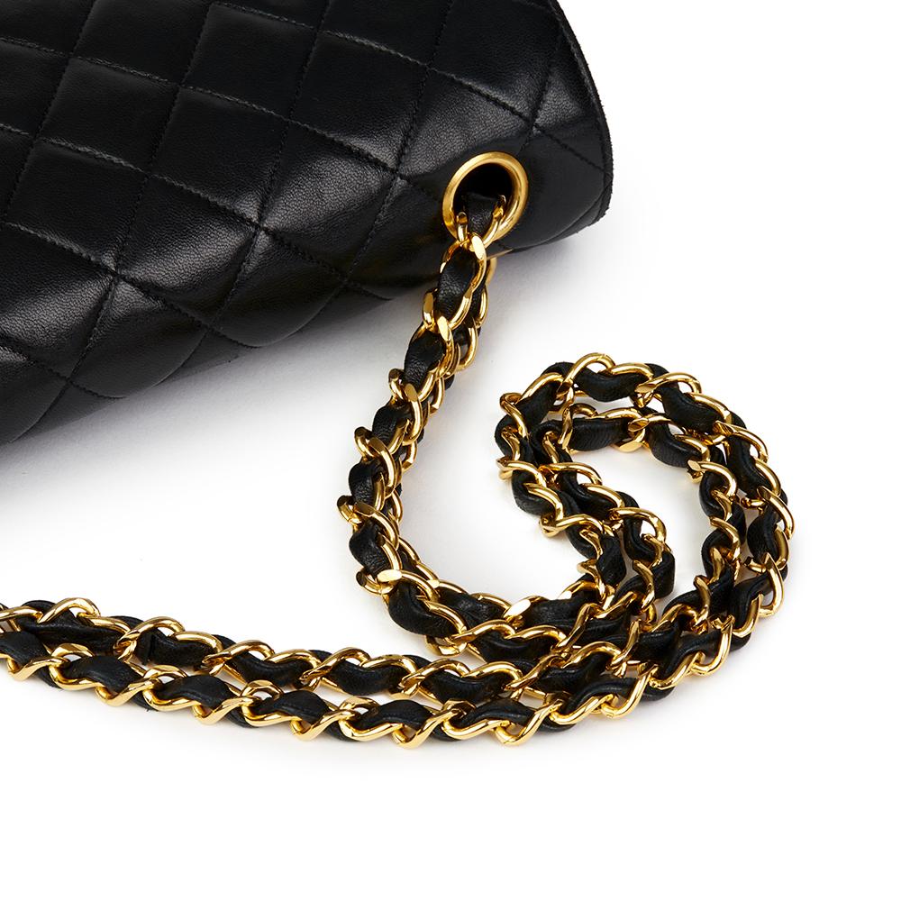 1987 Chanel Black Quilted Lambskin Vintage Small Classic Double Flap Bag 4