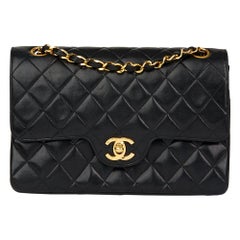 1987 Chanel Black Quilted Lambskin Vintage Small Classic Double Flap Bag