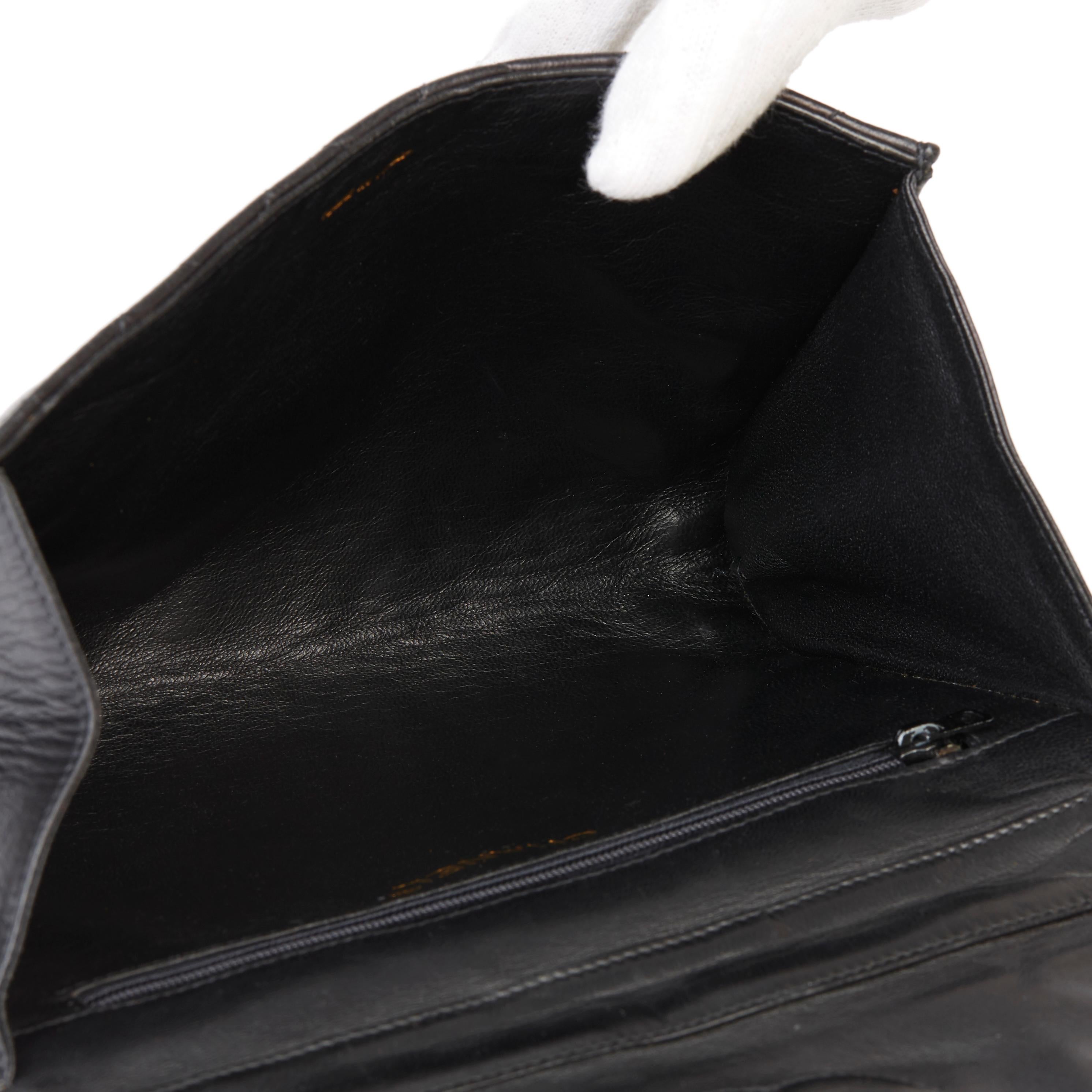 1987 Chanel Black Quilted Lambskin Vintage Studded Envelope Single Flap Bag 4