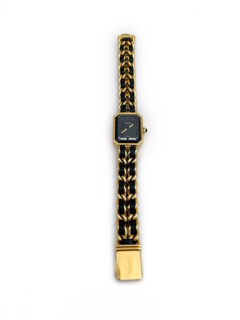 Chanel Chanel Premiere Ladies Gold Plated Quartz Black Leather Wrist