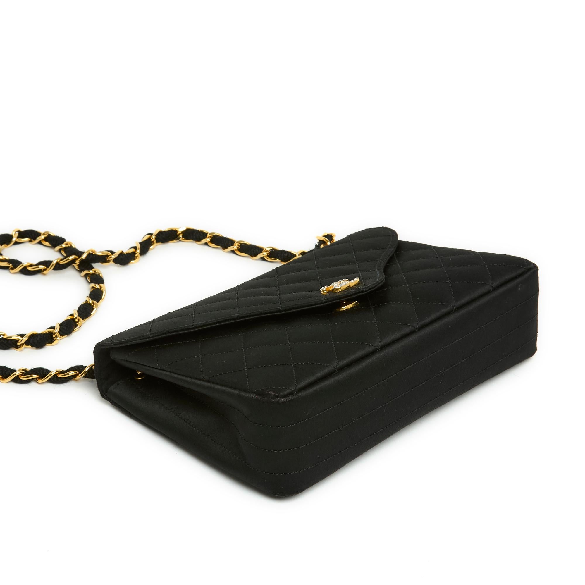 1987 Chanel sac Classique Black Satin CC Mini flap bag 1